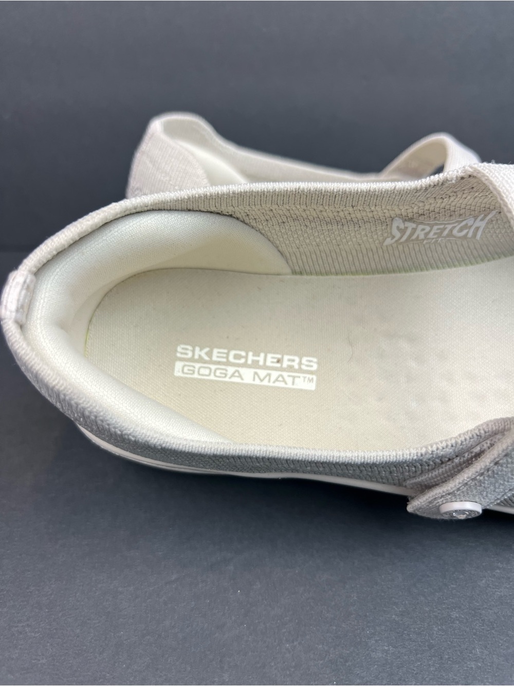 Skechers Knit Mary Jane Slip-On in Light Gray and White Size 9 - Picture 3 of 8